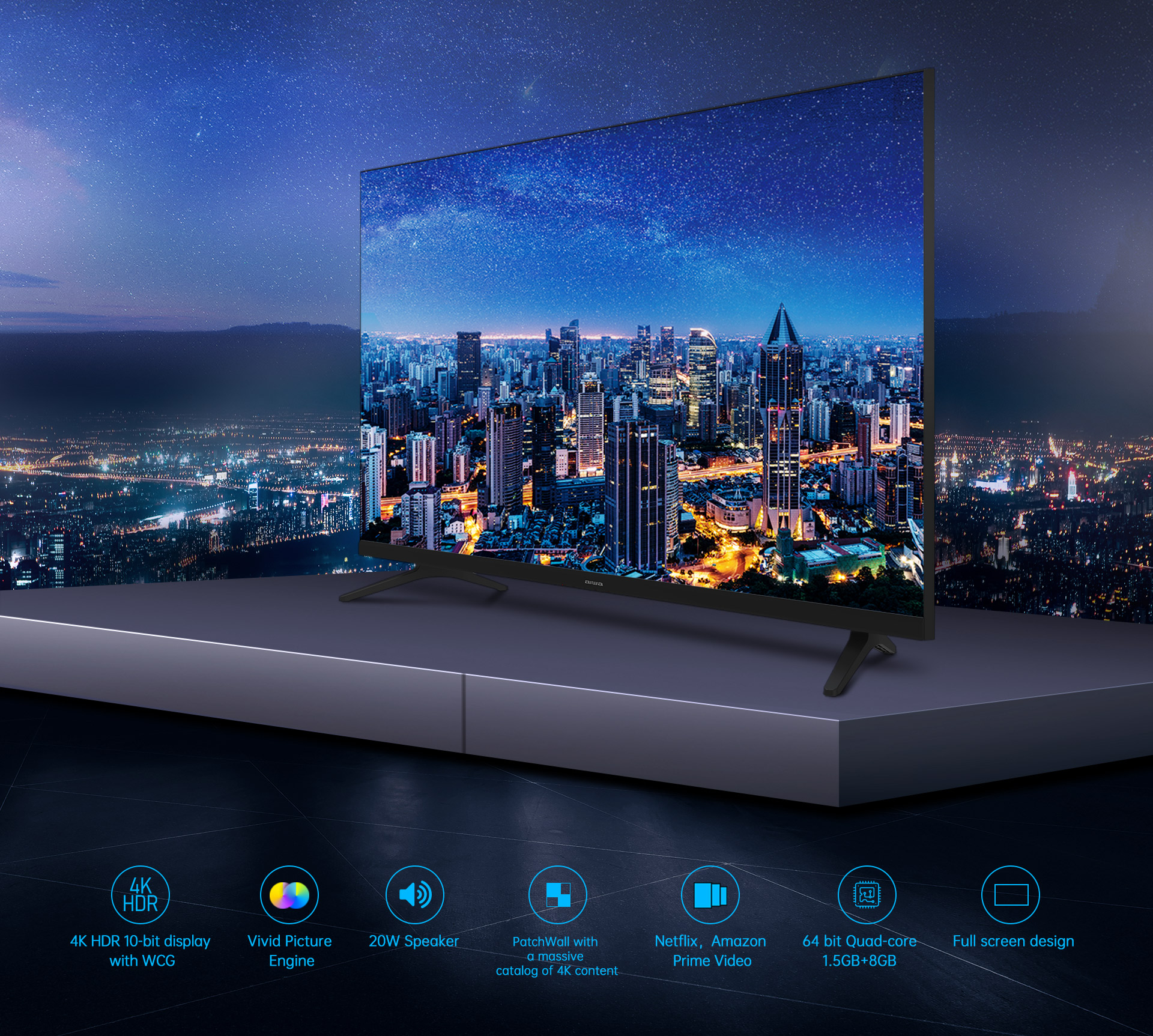 TV Incurvée LED - Aiwa - L18 - 32 pouces - Décodeur Intégré - 12 Mois